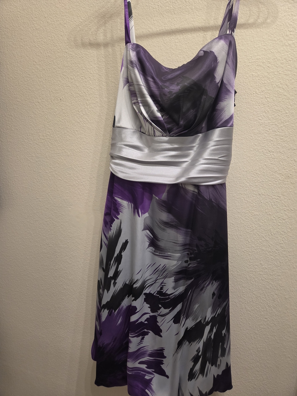 Onyx Nite Purple & Silver Satin-Trim Midi Dress